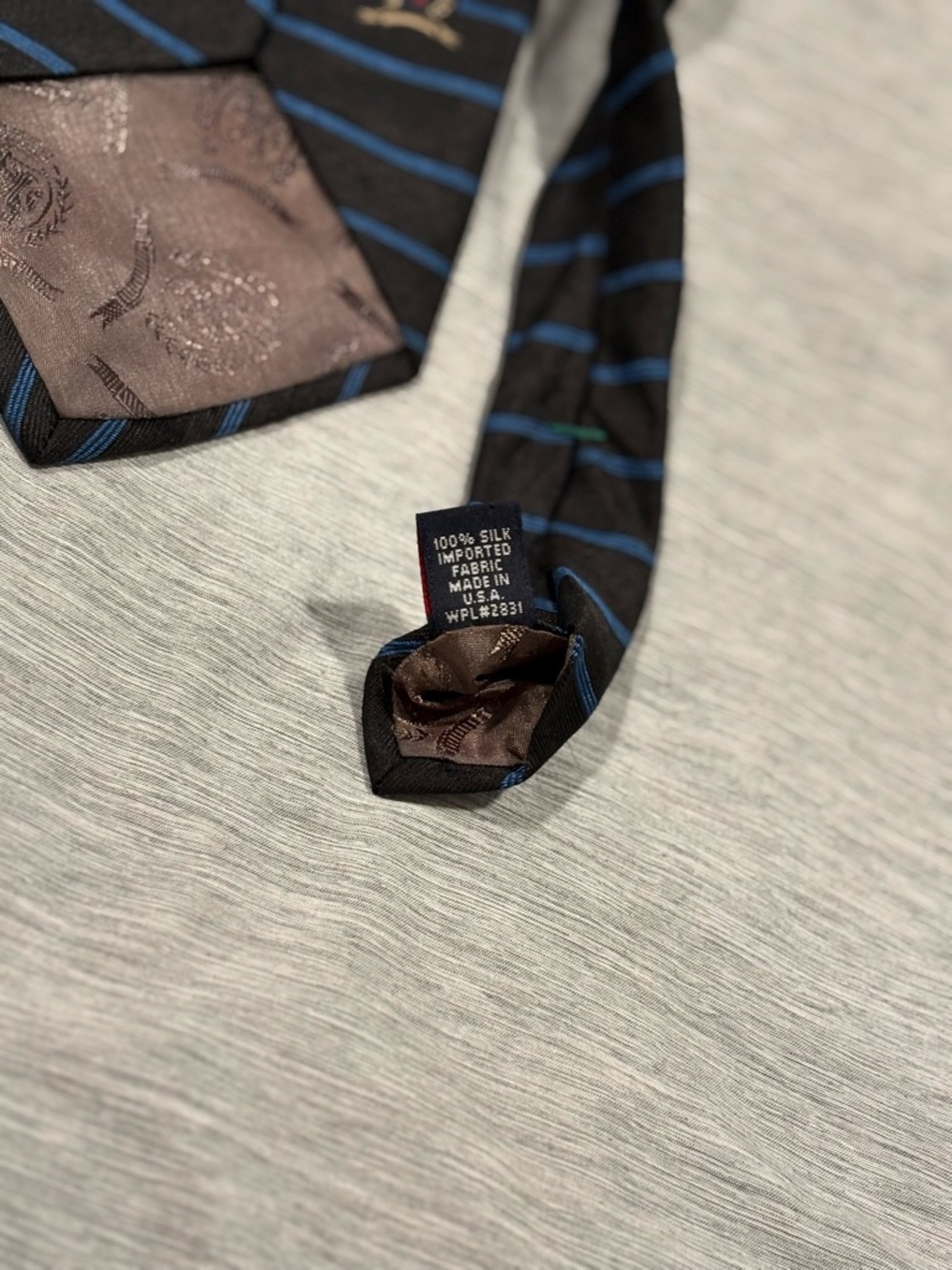 Tommy Hilfiger Black Tie with Blue Stripes - Picture 3 of 4